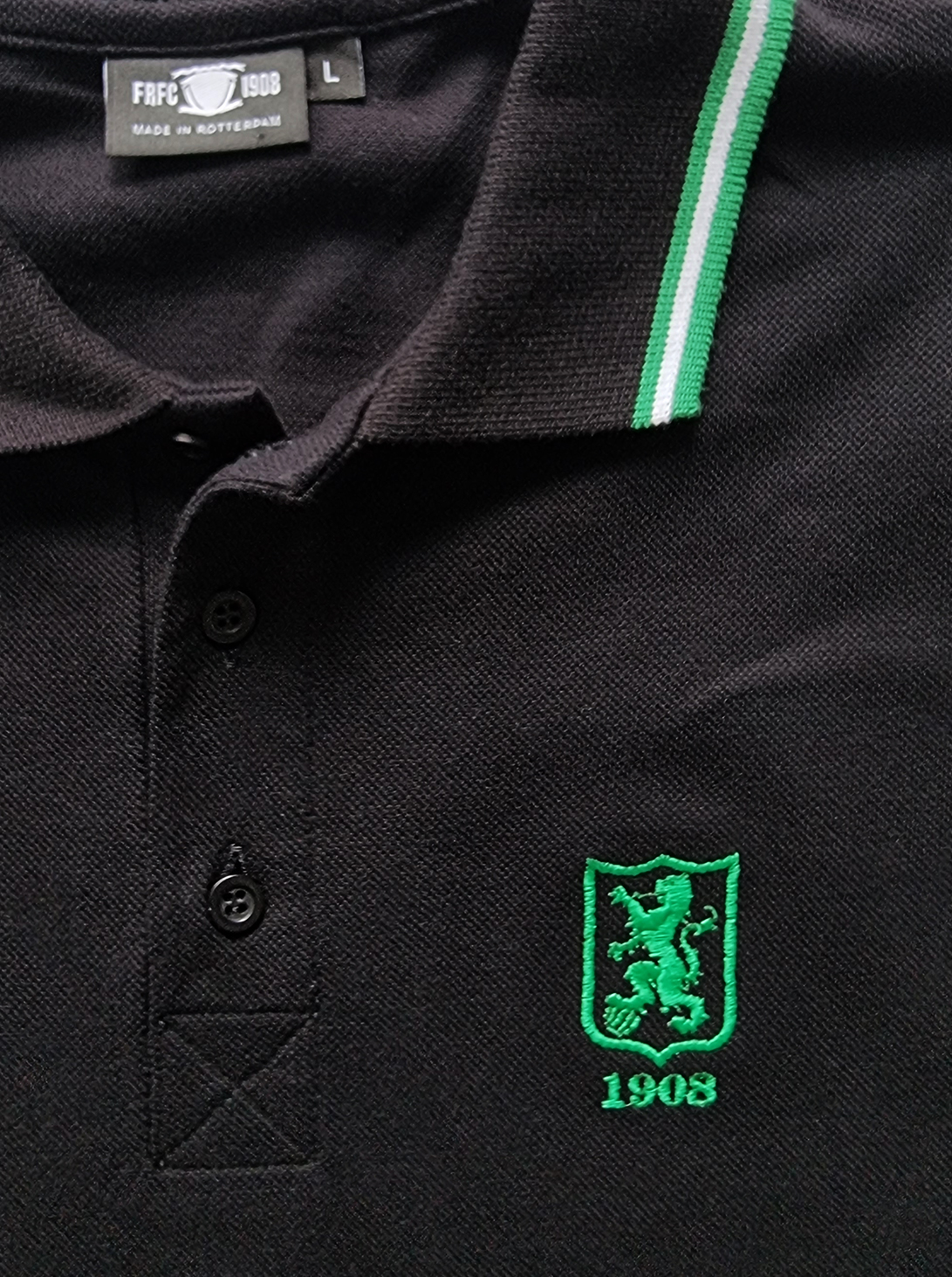 FRFC1908 Polo - Zwart (groen/wit/groen) - Detail
