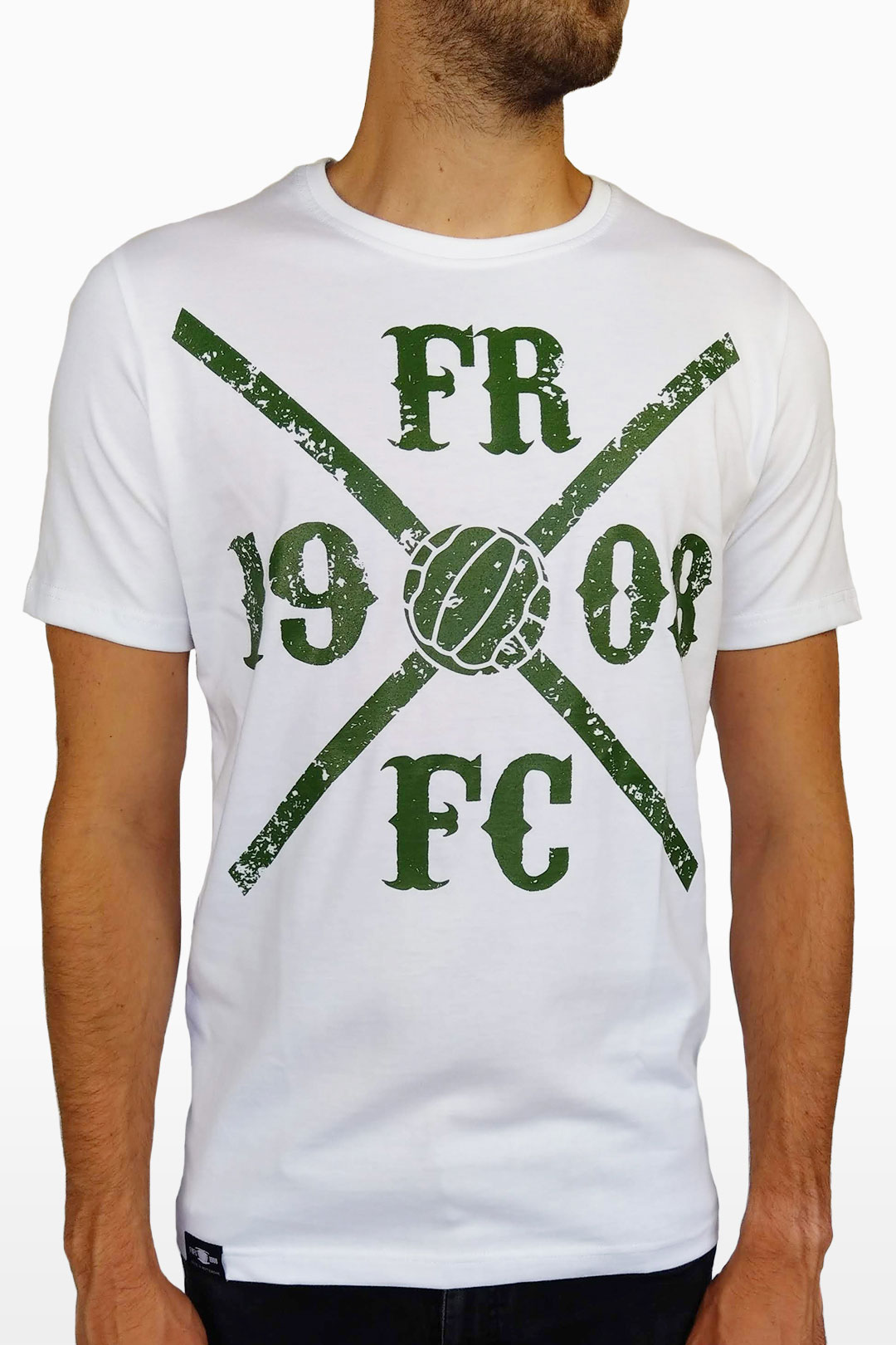 T-Shirt - Kruislogo Wit met Groen - Voorkant